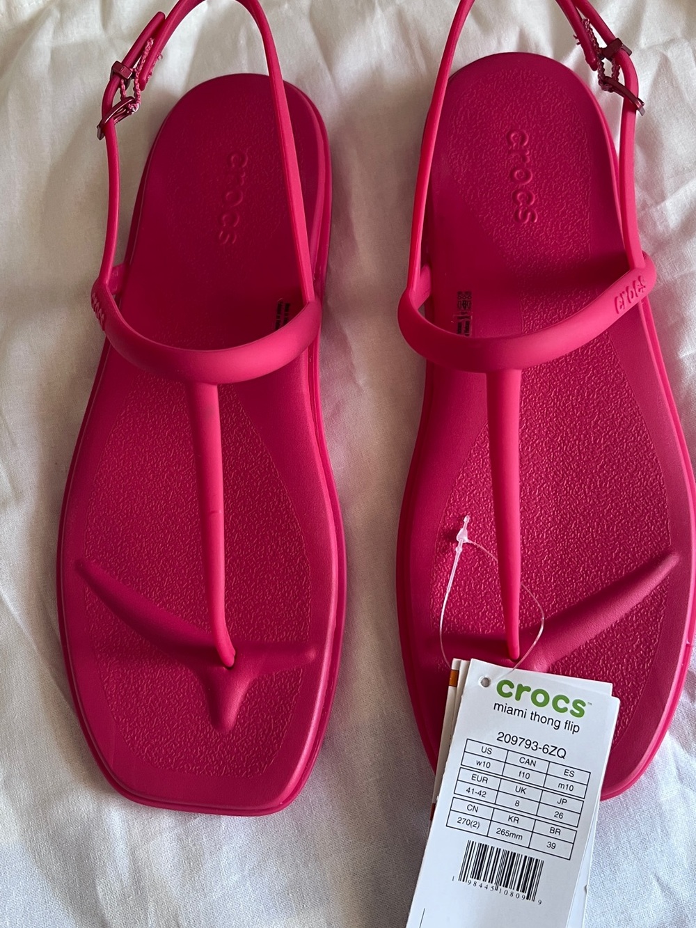 CROCS Women's Miami Thong Sandal in Bright Fuchsia